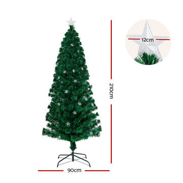 Jingle Jollys 2.1m Christmas Tree Optic Fibre LED Xmas tree Multi Colour - 0