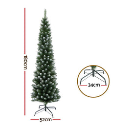 Jingle Jollys Christmas Tree 1.8m Xmas Tree Decorations Snowy 300 Tips - 0