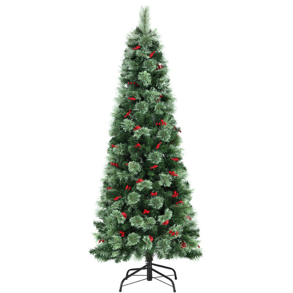 Jingle Jollys Christmas Tree 1.8M LED Xmas Tree Party Decorations Red Barries