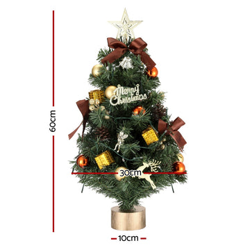 Jingle Jollys Tabletop Christmas Tree 60CM LED Xmas Tree Tree Topper Ornaments - 0