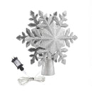 Jingle Jollys Christmas Tree Topper Lighted 360° Rotating Snowflake Projector Silver Glitter-3