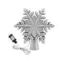 Jingle Jollys Christmas Tree Topper Lighted 360° Rotating Snowflake Projector Silver Glitter-4