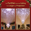 Jingle Jollys Christmas Tree Topper Lighted 360° Rotating Snowflake Projector Silver Glitter-5