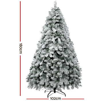 Jingle Jollys Christmas Tree 1.8m Snow Flocked Xmas Tree Decorations 468 Tips - 0