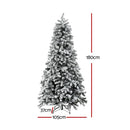 Jingle Jollys Christmas Tree 1.8m Snow Flocked LED Xmas Decoration 8 Light Modes-2