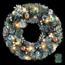 Jingle Jollys 60cm Christmas Wreath with LED Lights Snowy Garland Xmas Decor-1