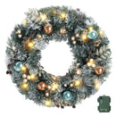 Jingle Jollys 60cm Christmas Wreath with LED Lights Snowy Garland Xmas Decor-4