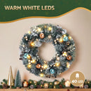 Jingle Jollys 60cm Christmas Wreath with LED Lights Snowy Garland Xmas Decor-5