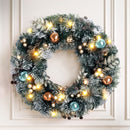 Jingle Jollys 60cm Christmas Wreath with LED Lights Snowy Garland Xmas Decor-9