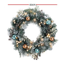 Jingle Jollys 60cm Christmas Wreath with LED Lights Snowy Garland Xmas Decor-2
