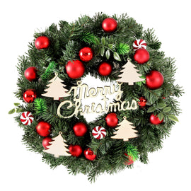Jingle Jollys Christmas Wreath 40CM Xmas Garland Baubles Ornaments Party Decor