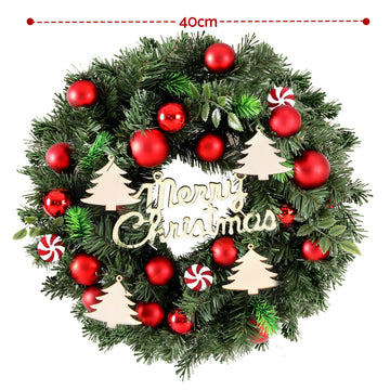 Jingle Jollys Christmas Wreath 40CM Xmas Garland Baubles Ornaments Party Decor - 0