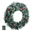 Jingle Jollys 60cm Christmas Wreath LED Lights Snowy Berries Garland Party Decor-3