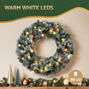 Jingle Jollys 60cm Christmas Wreath LED Lights Snowy Berries Garland Party Decor-5
