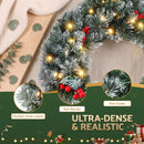 Jingle Jollys 60cm Christmas Wreath LED Lights Snowy Berries Garland Party Decor-7