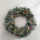 Jingle Jollys 60cm Christmas Wreath LED Lights Snowy Berries Garland Party Decor-7