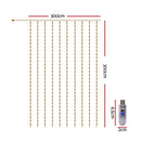 Jingle Jollys 3X3M Christmas Lights Curtain String Light 300 LED Warm White-8