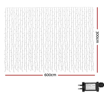Jingle Jollys 6x3m Christmas Curtain Lights 960 LED RGB Remote Hanging Fairy Backdrop - 0
