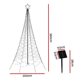 3.6M Christmas Tree 800 LED Solar Net Lights Jingle Jollys - 0
