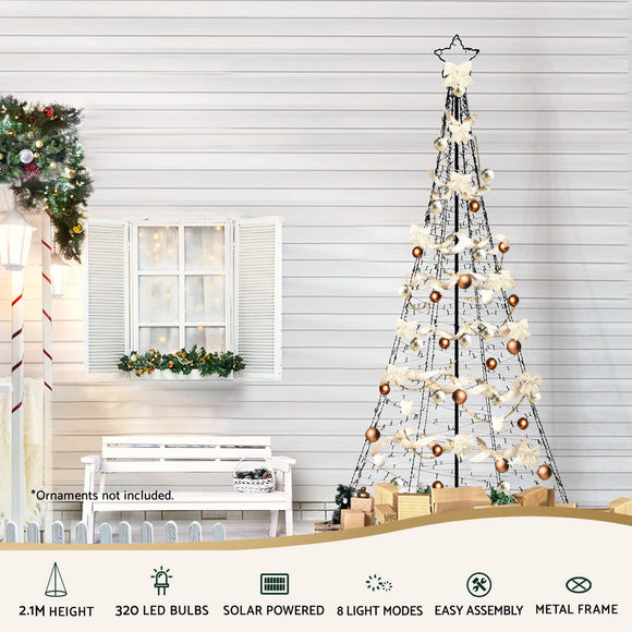 Jingle Jollys Solar Christmas Tree 2.1m 320 LED Net Lights Xmas Trees Decoration