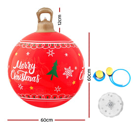 Jingle Jollys Christmas Inflatable Ball 60cm Led Illuminated Xmas Decoration Red - 0