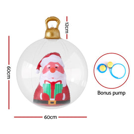 Jingle Jollys Christmas Inflatable Ball 60cm Santa Decoration Giant Bauble Clear - 0