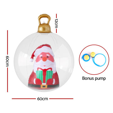 Jingle Jollys Christmas Inflatable Ball 60cm Santa Decoration Giant Bauble Clear - 0
