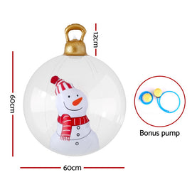Jingle Jollys Christmas Inflatable Ball 60cm Snowman Decoration Giant Bauble - 0
