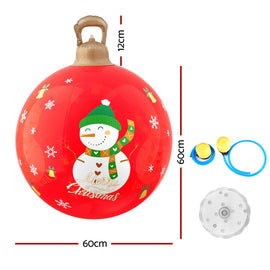 Jingle Jollys Christmas Inflatable Ball 60cm Illuminated Led Snowman Xmas Decor - 0