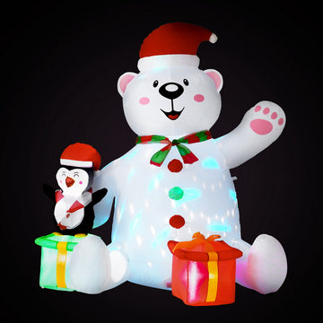 Jingle Jollys Christmas Inflatable Bear 1.8M Height LED Outdoor Decorations Illuminated - 0