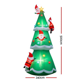 Jingle Jollys Christmas Inflatable Santa Tree 5M Illuminated Decorations - 0