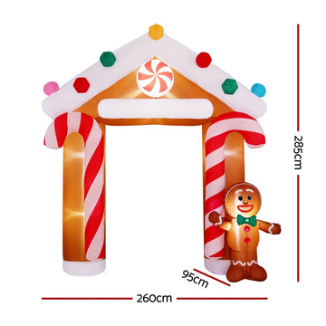 Jingle Jollys Christmas Inflatable Archwary Ginger 2.8M Illuminated Decorations - 0