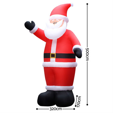 Jingle Jollys Christmas Inflatable Santa 5M Illuminated Decorations - 0