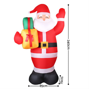 Jingle Jollys Christmas Inflatable Santa 2.4M Illuminated Decorations - 0