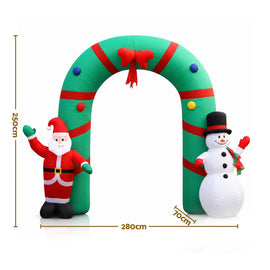 Jingle Jollys Christmas Inflatable Archwary 2.8M Illuminated Decorations - 0