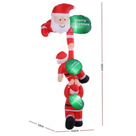 Jingle Jollys Christmas Inflatable Climbing Santa 2.5M Height LED Decorations Illuminated - 0
