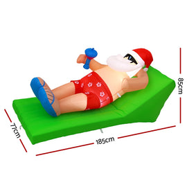 Jingle Jollys Christmas Inflatable Santa Bench 1.8M LED Illuminated Decorations - 0