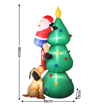 Jingle Jollys Christmas Inflatable Santa Tree 1.8M Illuminated Decorations - 0