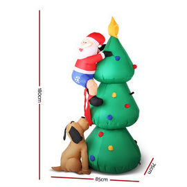 Jingle Jollys Christmas Inflatable Santa Tree 1.8M Illuminated Decorations - 0