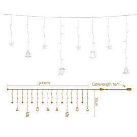 138 LED 3M Christmas Lights Icicle Light Warm White Jingle Jollys - 0