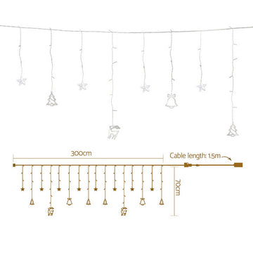 138 LED 3M Christmas Lights Icicle Light Warm White Jingle Jollys - 0