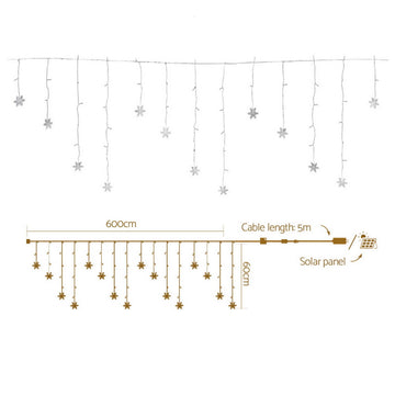 160 LED 6M Christmas Lights Icicle Light Solar Cold Jingle Jollys - 0
