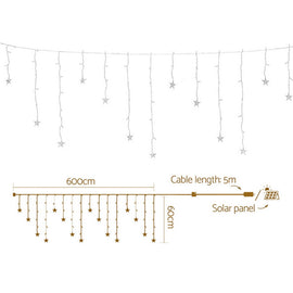 160 LED 6M Christmas Lights Icicle Light Solar Warm Jingle Jollys - 0