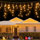 Jingle Jollys 12.5M Solar Christmas Lights Icicle String Light Warm White-2