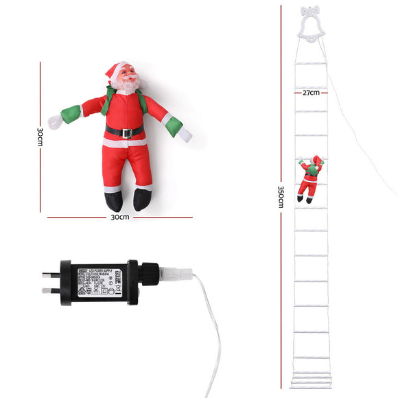 Jingle Jollys 3.5M Christmas Lights 300 LED Ladder Light with Santa Claus Decor