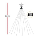 Jingle Jollys 2.5M Christmas Lights Waterfall String Light 300 LED Star Topper-6
