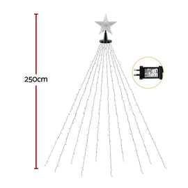 Jingle Jollys 2.5M Christmas Lights Waterfall String Light 300 LED Star Topper - 0