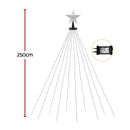 Jingle Jollys 2.5M Christmas Lights Waterfall String Light 300 LED Star Topper-1