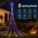 Jingle Jollys 3m Solar Christmas Lights Outdoor Fairy Waterfall Star Multicolour-2