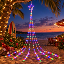 Jingle Jollys 3m Solar Christmas Lights Outdoor Fairy Waterfall Star Multicolour-3